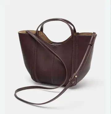 ZARA 스티치 미니 시티백 보르도