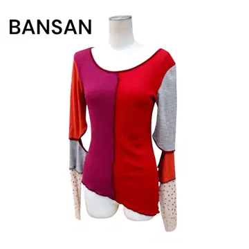 BANSAN 반산 멀티 컬러 절개 디자인 리브 니트