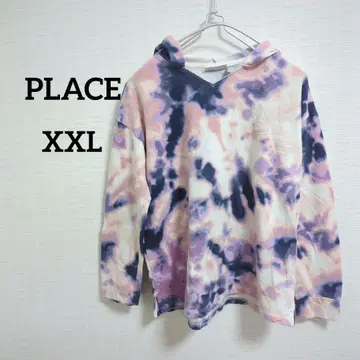 해외 구제 의류 PLACE 타이다이 후드 부착 후드티 16 XXL