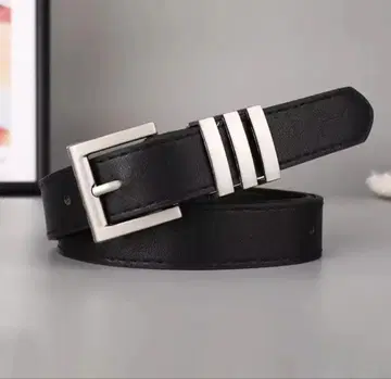 3연 루프 가죽 벨트 블랙 110cm