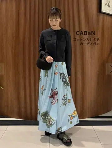 CABaN 코튼 캐시미어 크루넥 가디건 블랙 XS