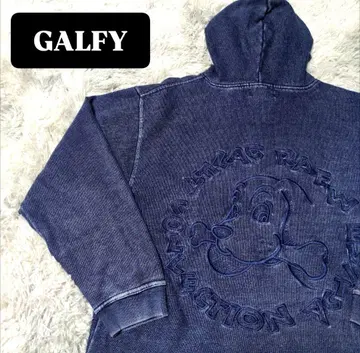 [ GALFY ] 후드티 로고 자수 인디고