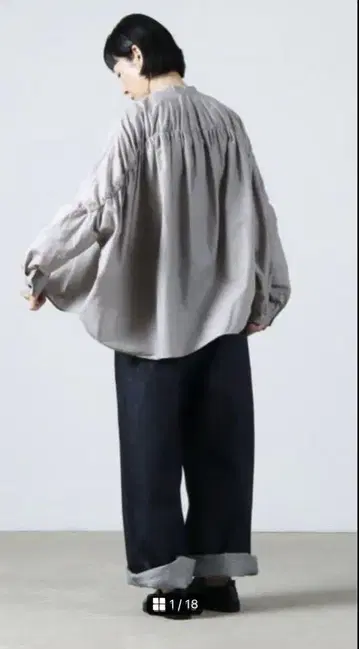 미즈이로 인드 백 개더 와이드 셔츠 블라우스