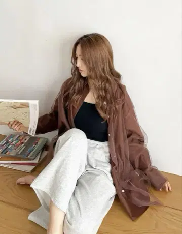 ungrid 튤 레이어드 루즈 셔츠