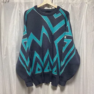 90s DEMETRE 니트 울 나일론 기하학