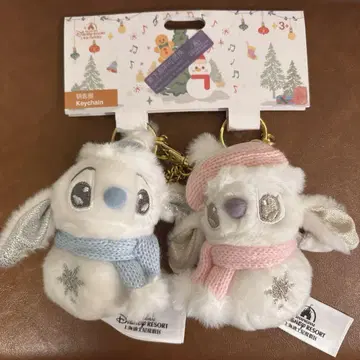 상하이 디즈니 스티치 엔젤 눈사람 봉제 인형 키체인