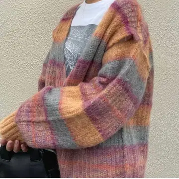 PERVERZE (퍼버즈) 모헤어 보더 니트 가디건