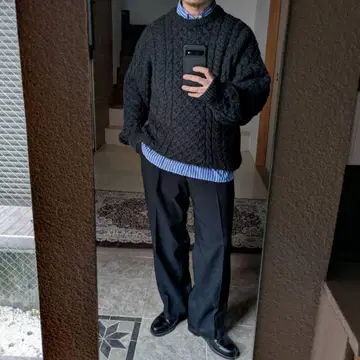 아일랜드제 LLBean 엘엘빈 피셔맨 니트 그레이 M