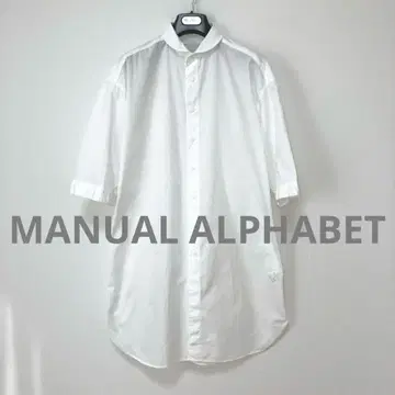 매뉴얼 알파벳 롱 셔츠 프리 사이즈 화이트 튜닉 둥근 카라