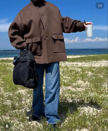 POIK 울 혼방 코트 브라운 한국 NUGU