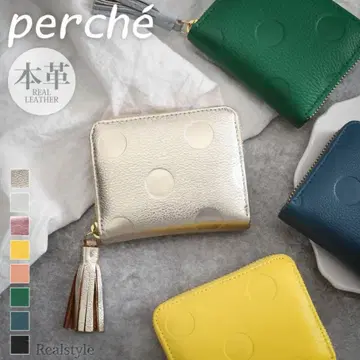 [새상품급] perch (페르케) 도트 무늬 카드 지갑 (골드)