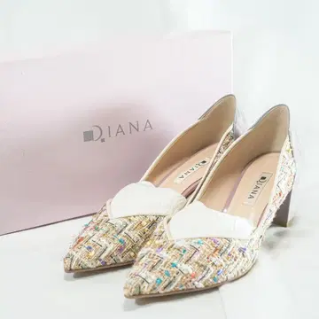 박스 포함 미사용품 DIANA 트위드 스틸레토 펌프스 24cm