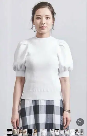 새상품급 유나이티드 애로우즈 퍼프 슬리브 5부 소매 니트