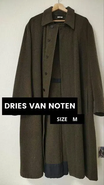 DRIES VAN NOTEN 남성용 롱 코트 카키 짙은 녹색