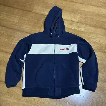 AVIREX 플리스 후드티 2XL 네이비