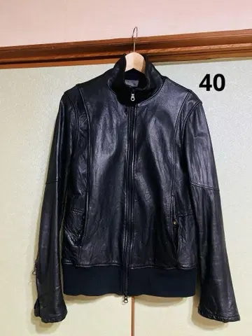 샤마 블랙 레더 자켓 스탠드 카라 사이즈 40