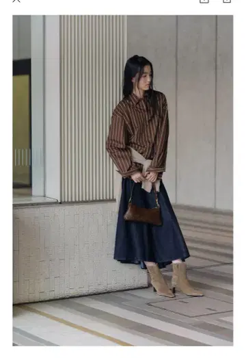 ZARA zwcollection 데님 미디 기장 스커트