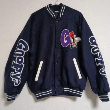 구피 자수 바시티 자켓 네이비