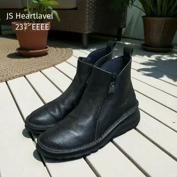 새상품급 JS 하트 라벨 컴포트 부츠 23cm 더블 지퍼 블랙