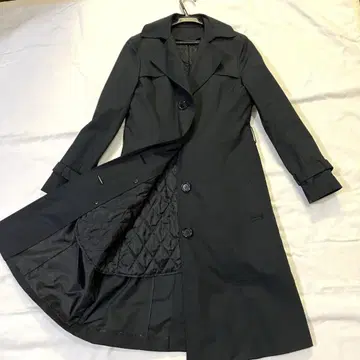 [ UNIQLO ] 블랙 트렌치코트 퀼팅 안감 롱 코트 학생 업무복 수트
