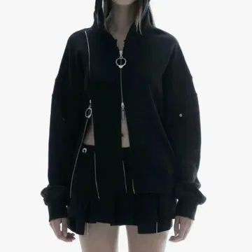 theredthread S w zip hoodie long black