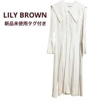 택 포함 미사용 새상품 [ LILY BROWN ] 빅 칼라 원피스