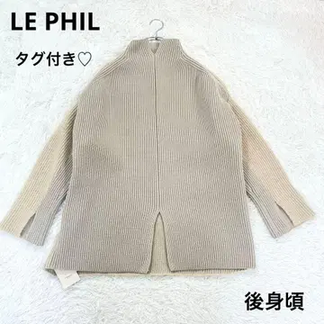 미사용 택 포함 LE PHIL 모헤어 혼방 하이넥 콤비 니트 절개