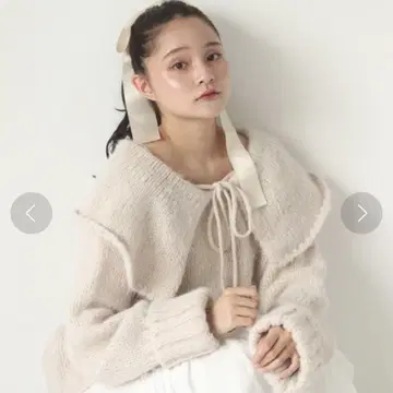 성숙/러블리 muguet sailor ribbon knit 아이보리