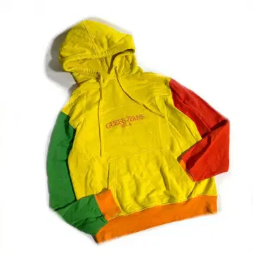 초레어 게스 맨투맨 후드티 후디 빅 사이즈 USA제 멀티 컬러 자수