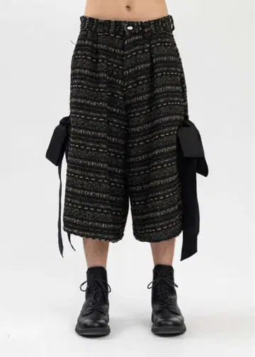 KIDILL 리본 숏팬츠 LILY-YARN TWEED (BLACK)