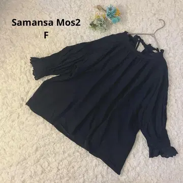 사만사 모스모스 린넨 혼방 블라우스 풀오버 백리본 네이비 컬러 F
