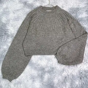 ZARA [ S ] 비즈 니트 스웨터 그레이 여성용 봄/가을 작은 사이즈