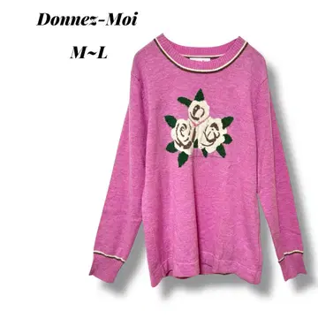 Donnez-Moi 도네모아 스웨터 캐시미어 혼방 장미 패턴 큐빅