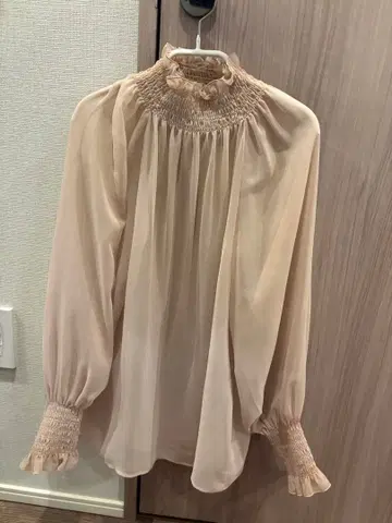 ANAYI 쉬폰 프릴 블라우스 핑크 긴팔