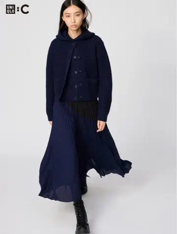 새상품 UNIQLO : C 블랙 플리츠 롱 스커트