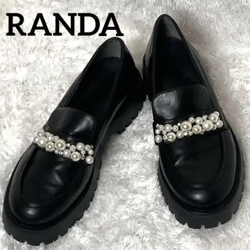 RANDA LL 펄 장식 블랙 로퍼 통굽 데이트 Y2K