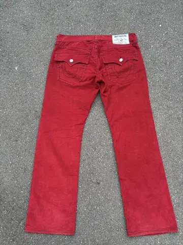 초레어 True Religion 코듀로이 빨간색 블랙 스티치 W36