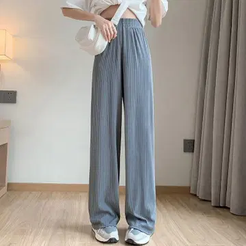 그레이 플리츠 가공 와이드 팬츠