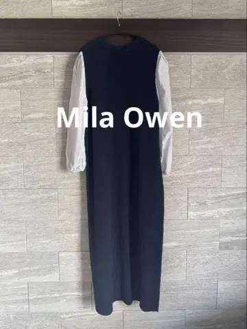 Mila Owen (밀라 오웬) 네이비 니트 원피스 스트라이프 소매