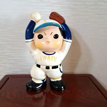쇼와 레트로 소프트 비닐 인형 저금통 이와테 은행 야구