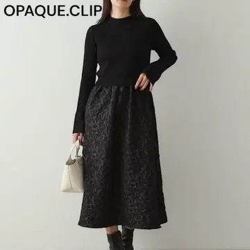 OPAQUE.CLIP 원피스 니트 x 자카드 도킹 원피스