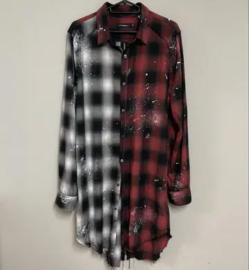 CIVARIZE 체크 무늬 롱 긴팔 셔츠 46 빨검