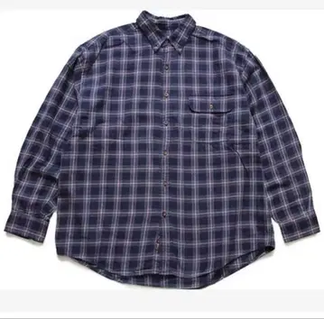[새상품급] Eddie Bauer 네이비 계열 체크 플란넬 셔츠
