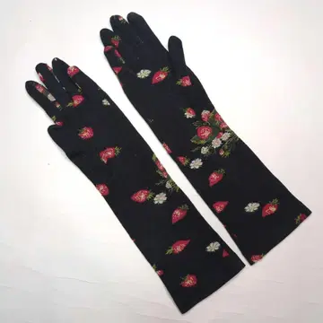 [ 미사용 ] 블랙 핑크하우스 안티파스토 딸기 무늬 글로브