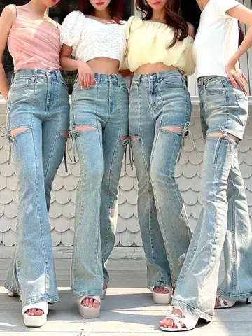 RESEXXY 컷 아웃 리본 데님 XS
