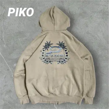 [트렌드] PIKO 후드티 지퍼 베이지 00s y2k 프린트 L