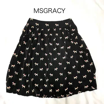 M's GRACY 도그 패턴 개더 스커트 포켓 있음 안감 포함 38