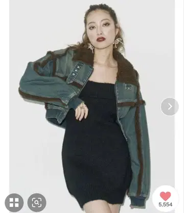 EVRIS 데님 보아 블루종