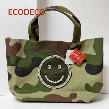 택 포함 새상품 ECODECO 카모 패턴 스마일 토트백