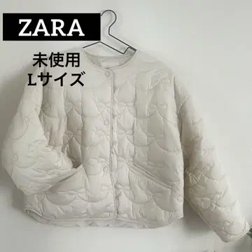 [ 미사용 ] ZARA 아이보리 리본 퀼팅 자켓 아우터 L 사이즈
